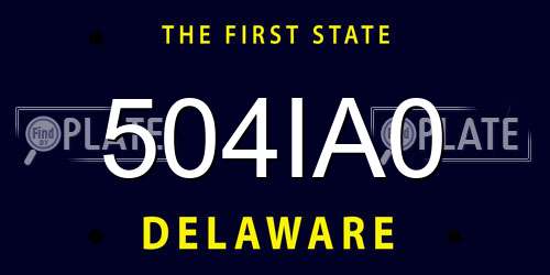504IA0 Delaware License Plate