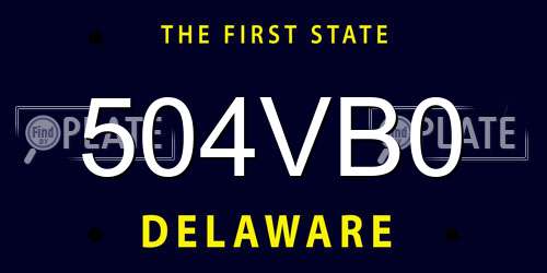 504VB0 Delaware License Plate