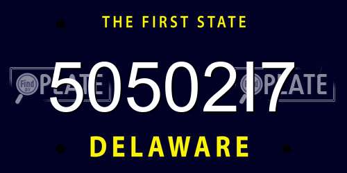 50502I7 Delaware License Plate
