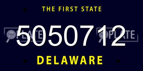 5050712 Delaware License Plate
