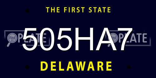 505HA7 Delaware License Plate