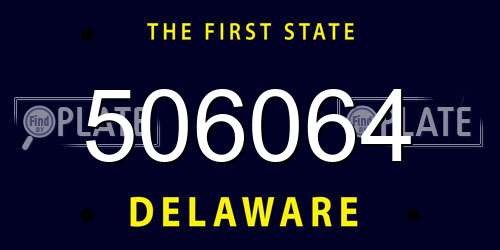 506064 Delaware License Plate