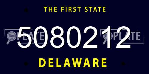 5080212 Delaware License Plate