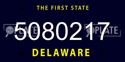 5080217 Delaware License Plate