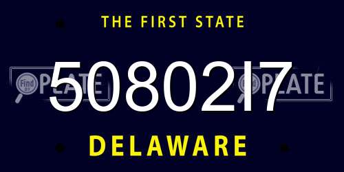 50802I7 Delaware License Plate