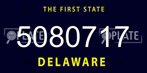 5080717 Delaware License Plate