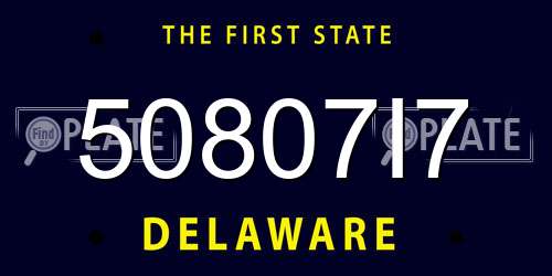 50807I7 Delaware License Plate