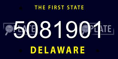 5081901 Delaware License Plate