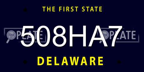 508HA7 Delaware License Plate