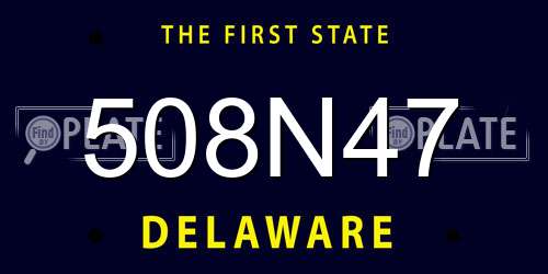 508N47 Delaware License Plate