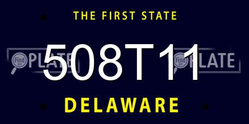 508T11 Delaware License Plate