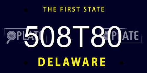 508T80 Delaware License Plate