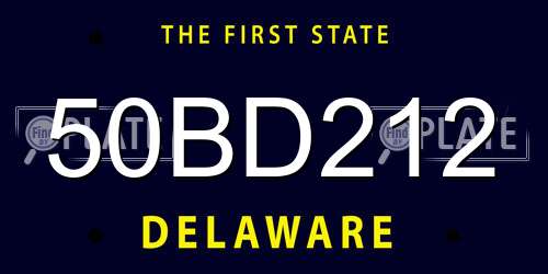 50BD212 Delaware License Plate