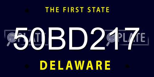 50BD217 Delaware License Plate