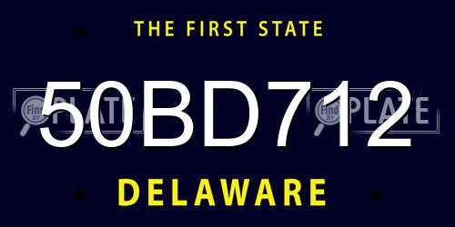50BD712 Delaware License Plate