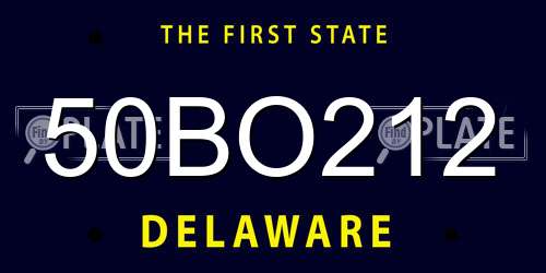 50BO212 Delaware License Plate