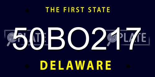 50BO217 Delaware License Plate