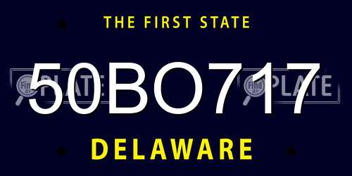 50BO717 Delaware License Plate