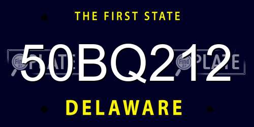 50BQ212 Delaware License Plate