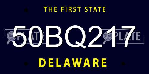 50BQ217 Delaware License Plate