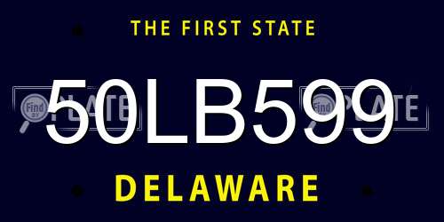 50LB599 Delaware License Plate