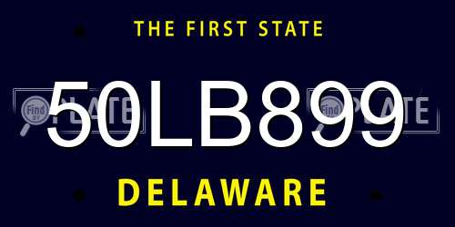 50LB899 Delaware License Plate