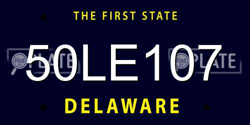 50LE107 Delaware License Plate