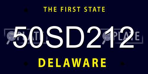 50SD212 Delaware License Plate