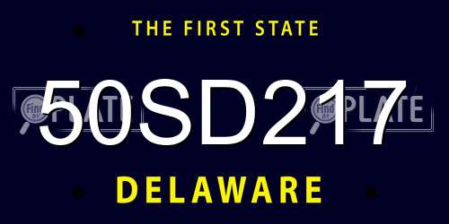 50SD217 Delaware License Plate