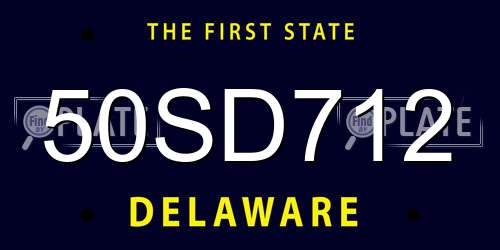 50SD712 Delaware License Plate