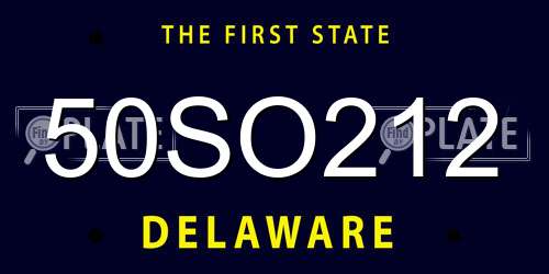 50SO212 Delaware License Plate