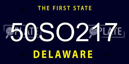 50SO217 Delaware License Plate