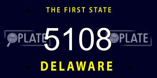 5108 Delaware License Plate