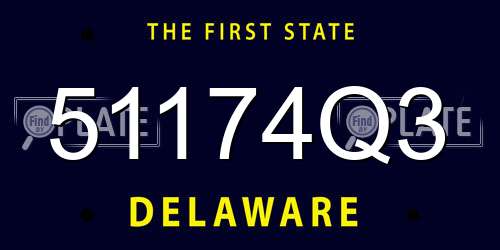 51174Q3 Delaware License Plate