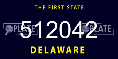 512042 Delaware License Plate