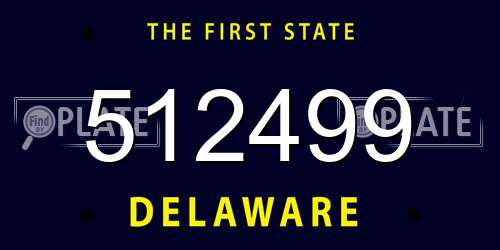 512499 Delaware License Plate