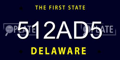 512AD5 Delaware License Plate