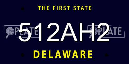 512AH2 Delaware License Plate