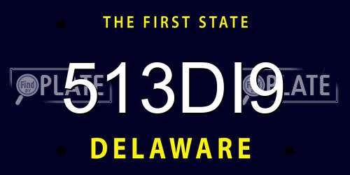 513DI9 Delaware License Plate