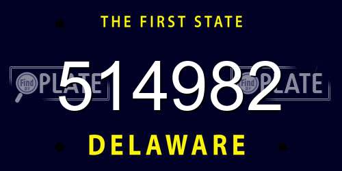 514982 Delaware License Plate