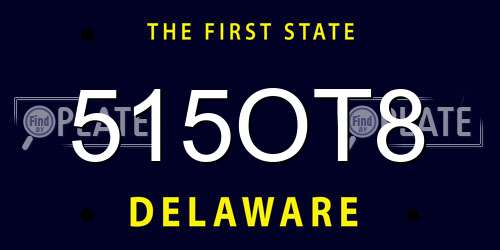 515OT8 Delaware License Plate