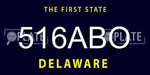 516ABO Delaware License Plate