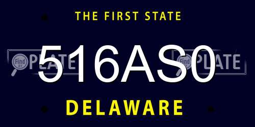 516AS0 Delaware License Plate