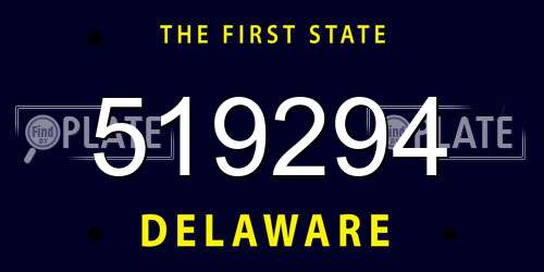 519294 Delaware License Plate