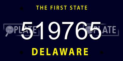 519765 Delaware License Plate
