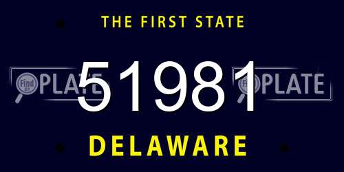 51981 Delaware License Plate