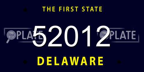 52012 Delaware License Plate
