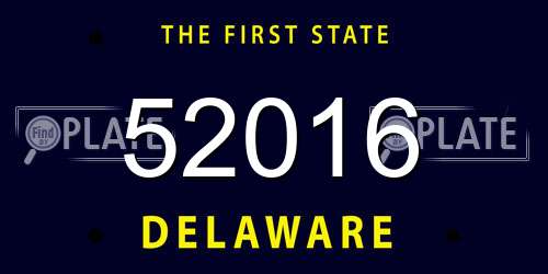 52016 Delaware License Plate