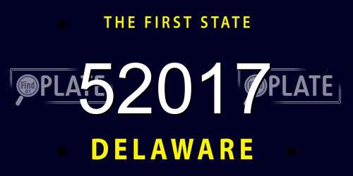 52017 Delaware License Plate