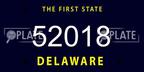 52018 Delaware License Plate